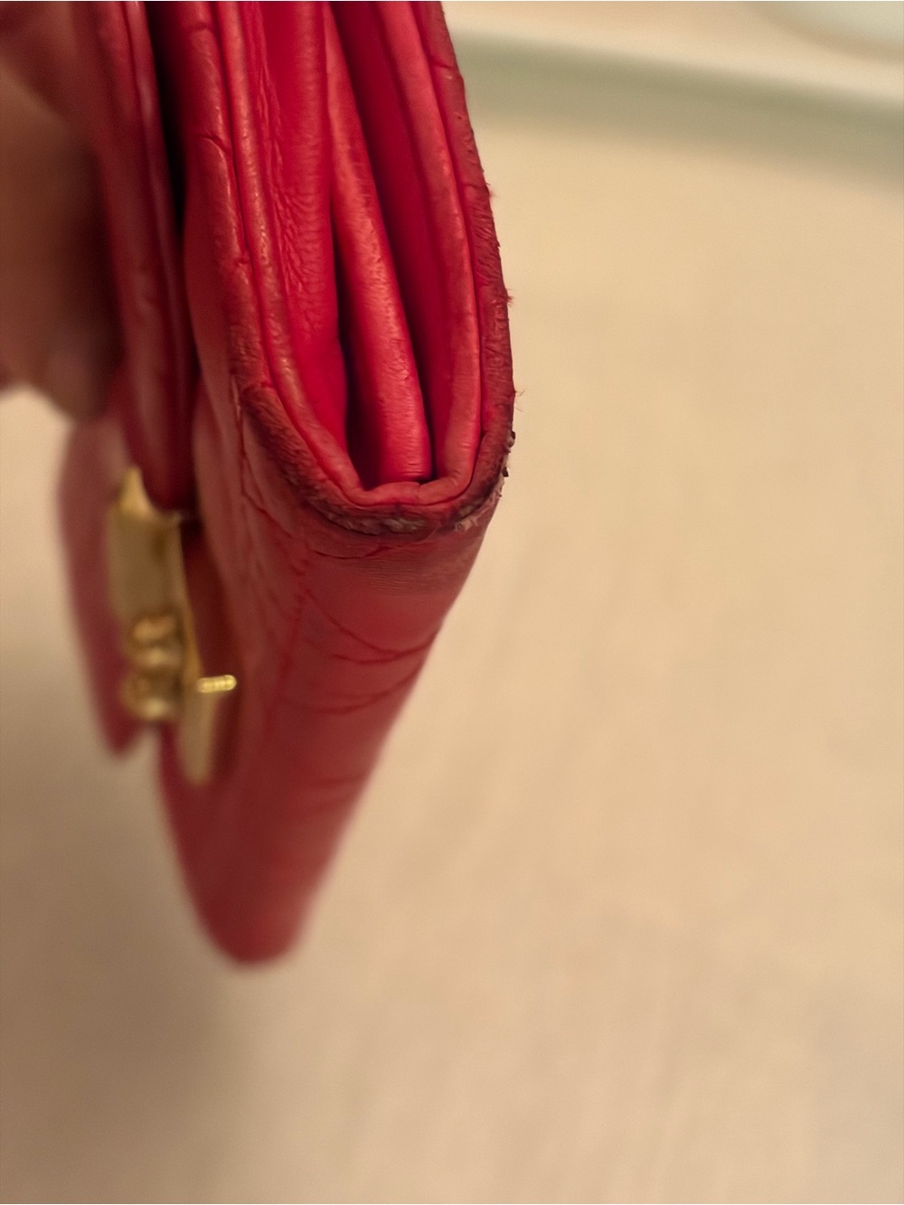 EUC Christian Dior Cannage quilted lambskin wallet in red, featuring push-lock - Picture 4 of 12